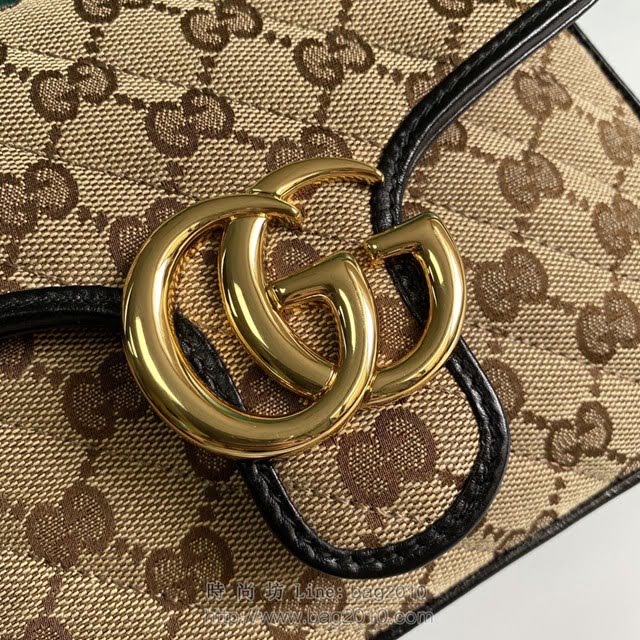 Gucci古馳包包 G家新款女包 款號:583571 古奇杏布配黑皮手提肩背斜挎女包  gdj1277